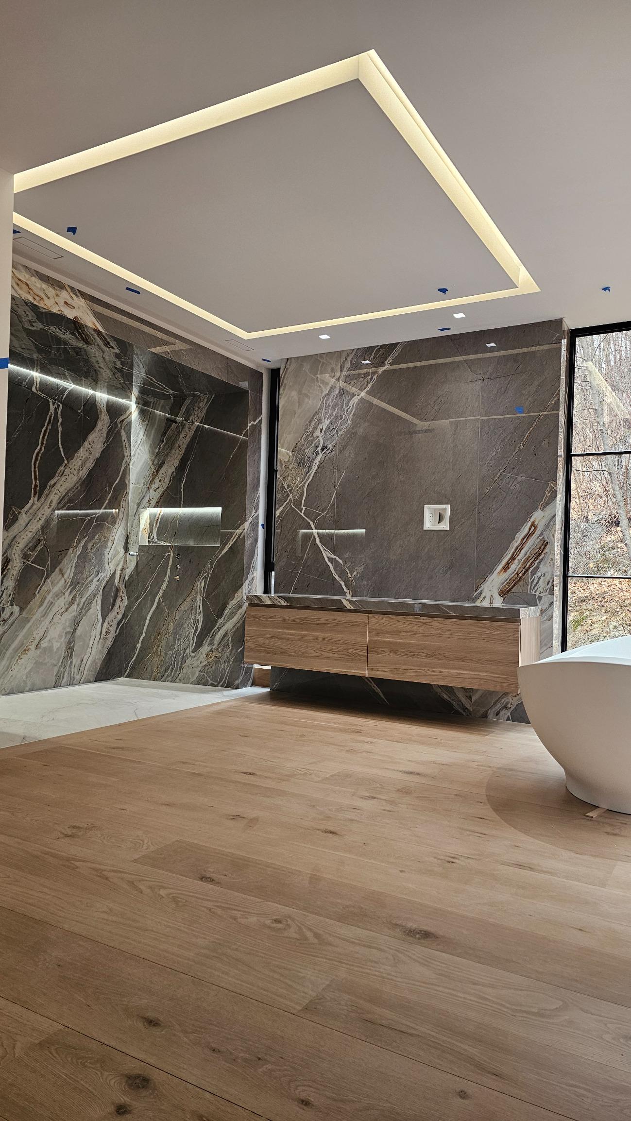 Full Slab Bathroom (floor to ceiling tiles)