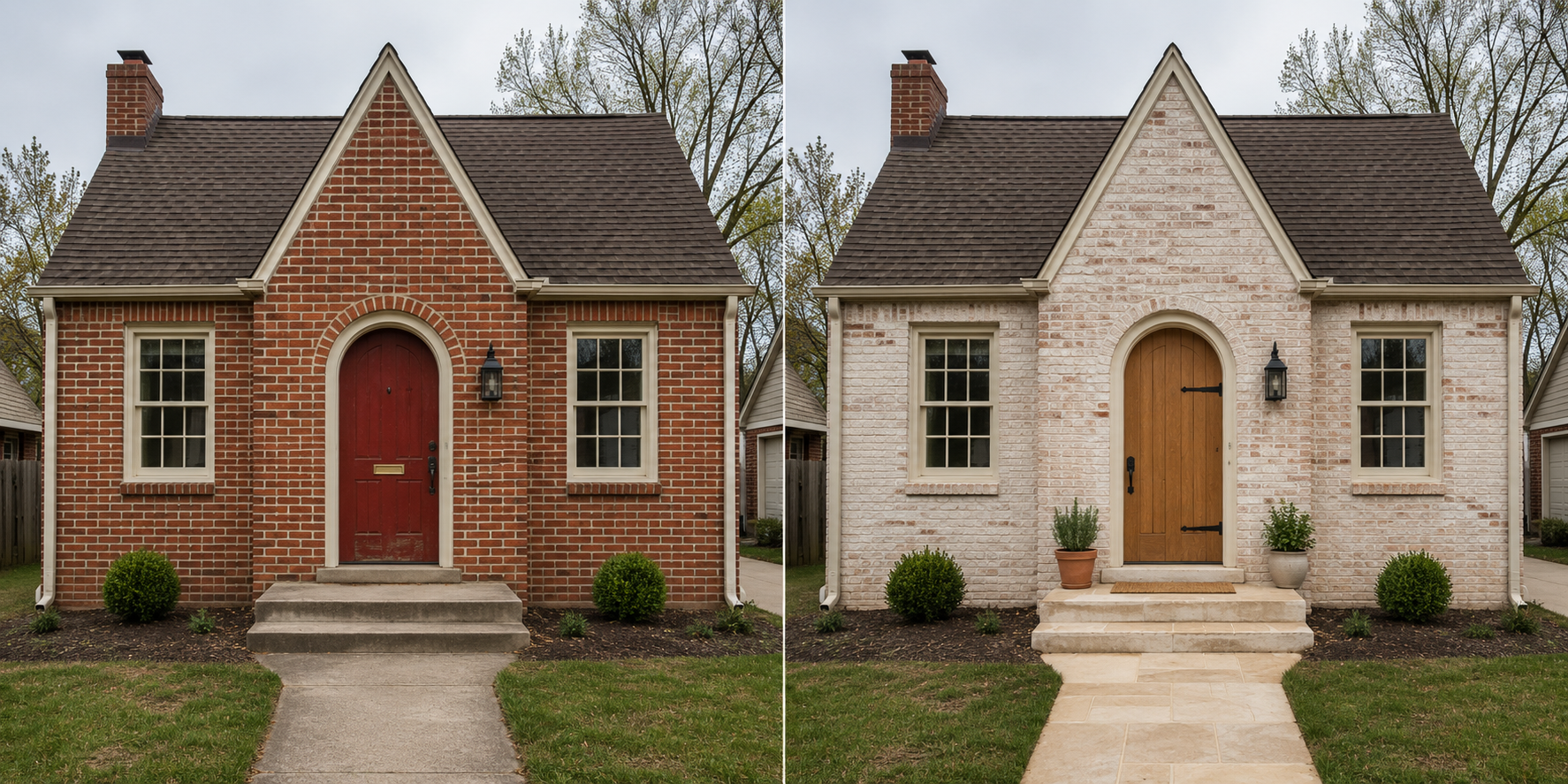 1. Exterior Tudor Cottage — Warm Mediterranean Limewash Facade