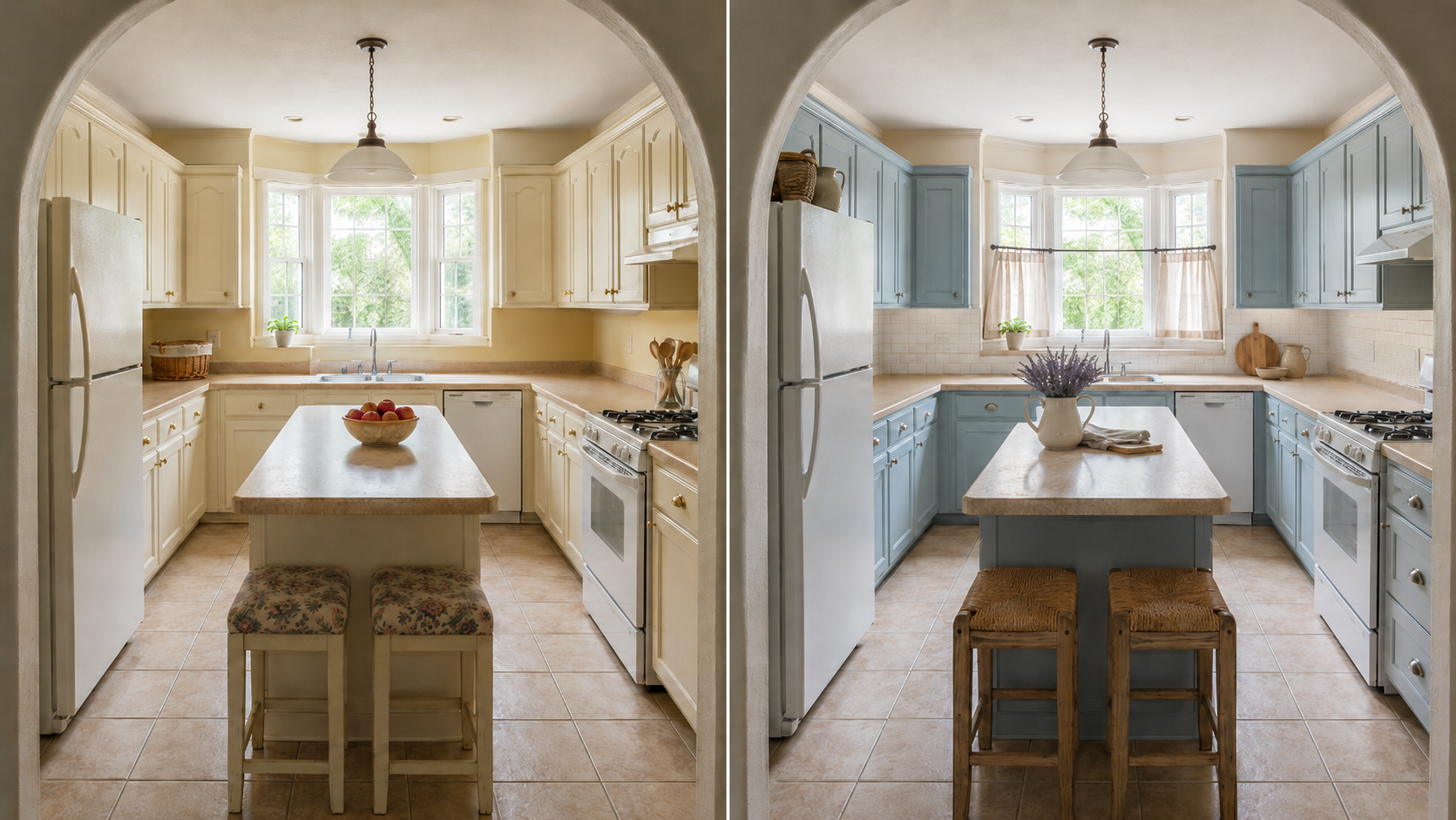 10. Soft French Country Kitchen — Refaced Cabinets + New Backsplash