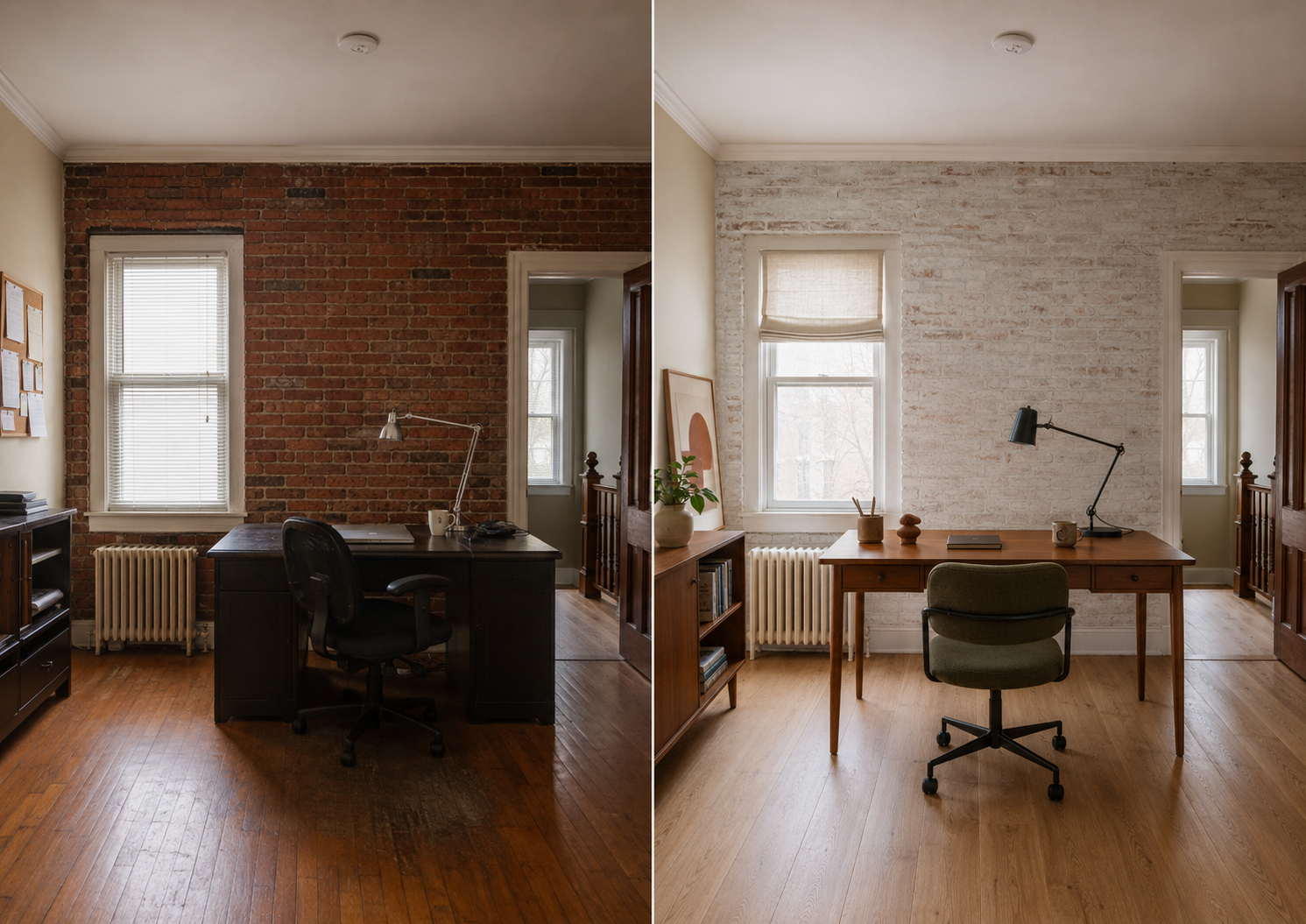 10. Urban Brick Home Office — Collected Mid-Century Studio
