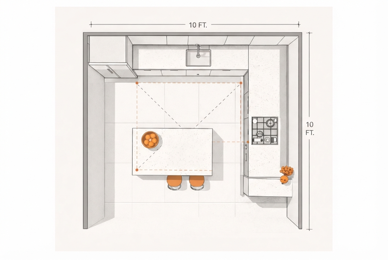 10x10 Kitchen - L-shaped floor plan layout-1