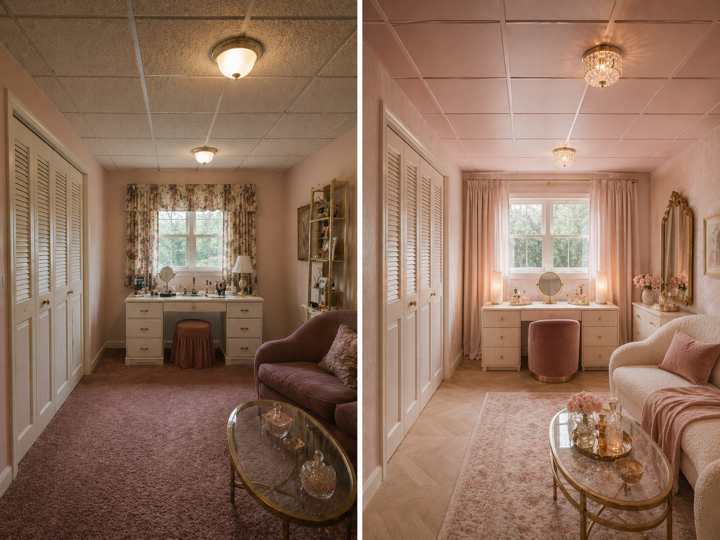 Parisian Pink Glam Dressing Room Basement