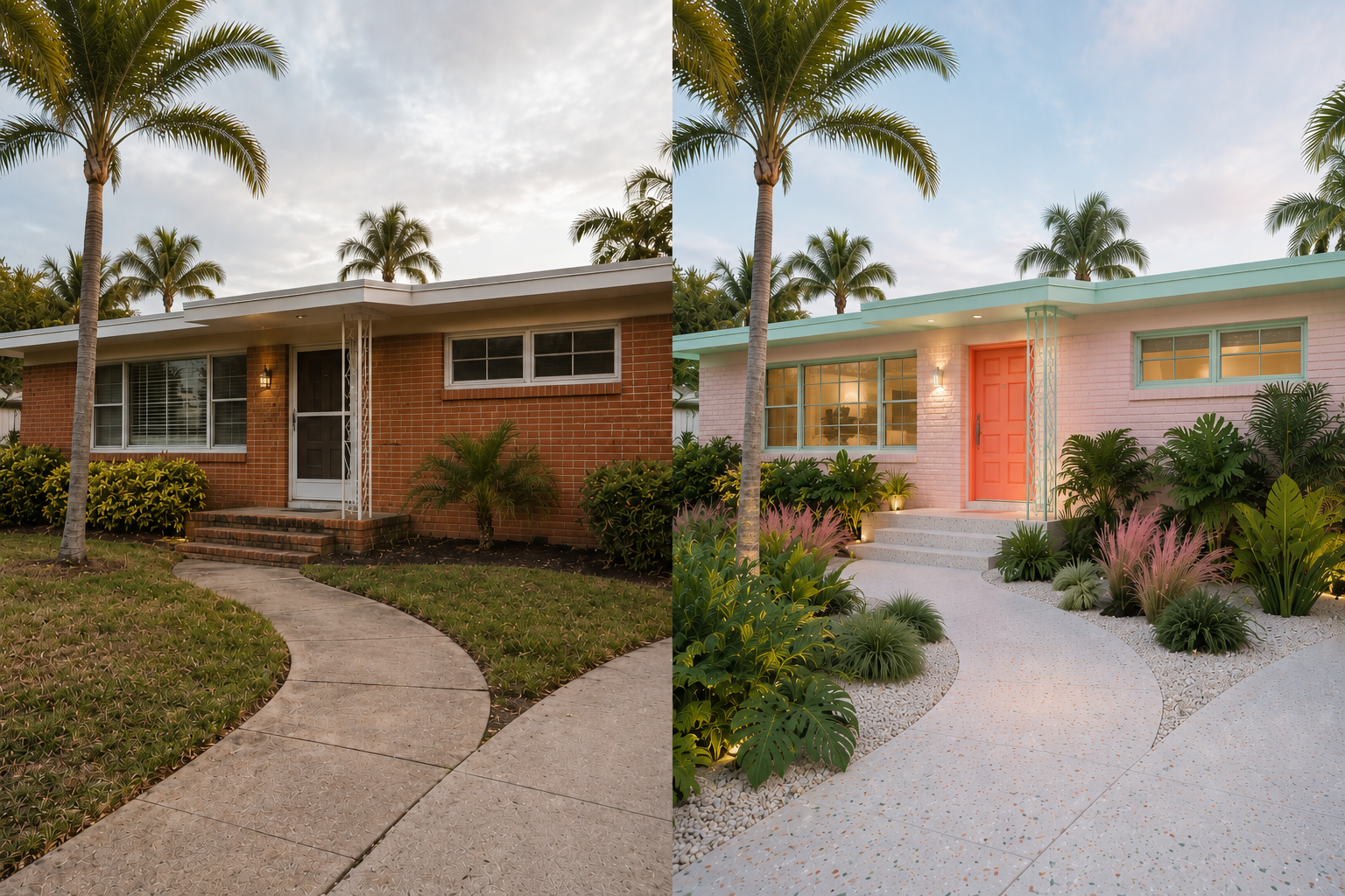 15 — Mid-Century Brick Ranch _ Soft Pastel Miami Modern Renovation