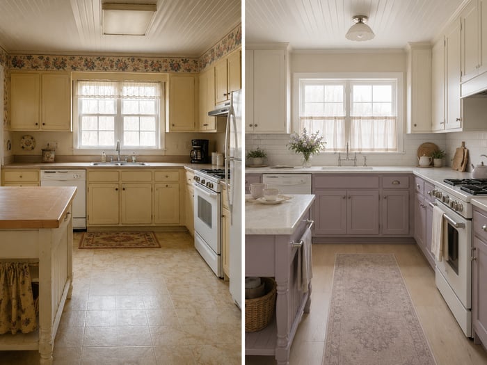 15 — Soft Lavender and Cream Modern Farmhouse Kitchen