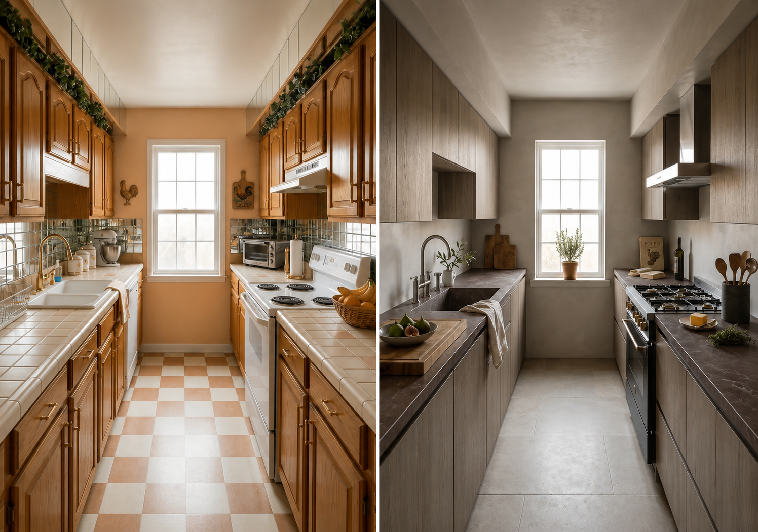 1980s Kitchen Before and After - Refresh your 1980s flooring