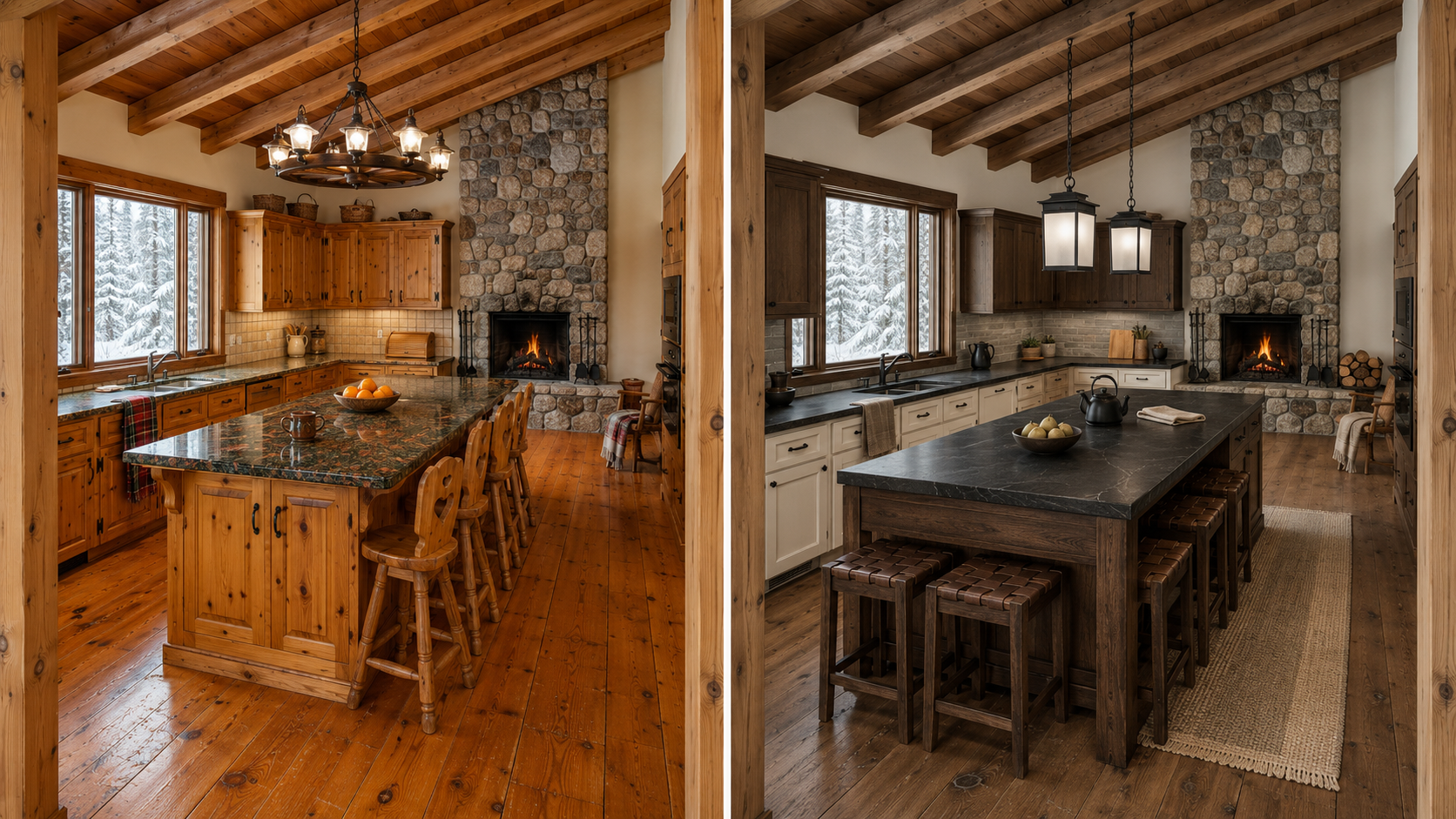 2. Rustic Alpine Chalet Island Transformation