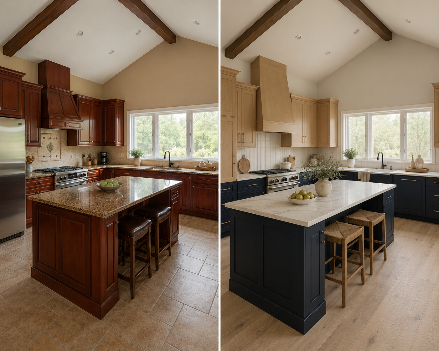 26 — Navy and Pale Oak Modern Farmhouse Kitchen
