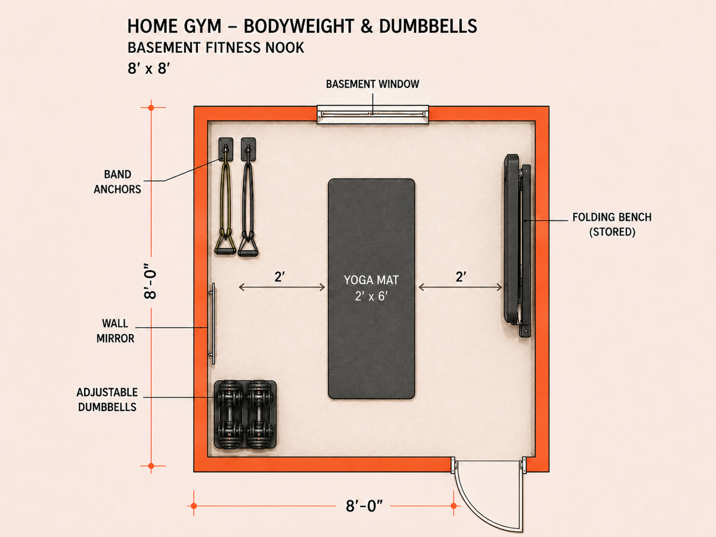 8x8 Floor Plan for Home Gym