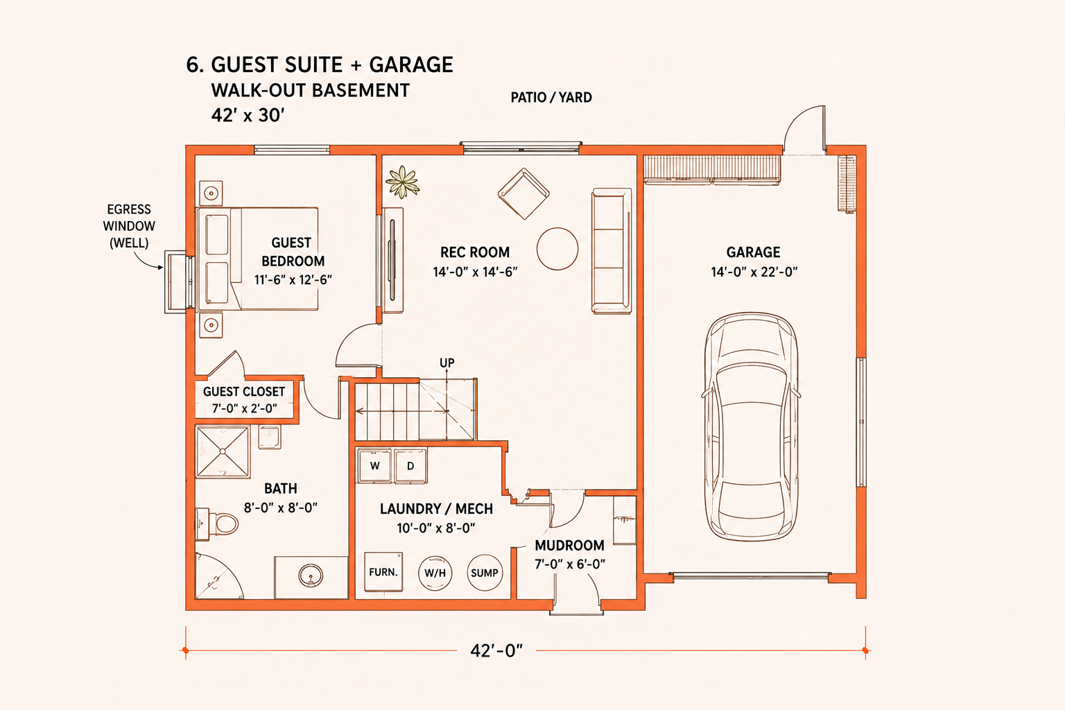 Basement Walk-Out Floor Plan Guest Suite