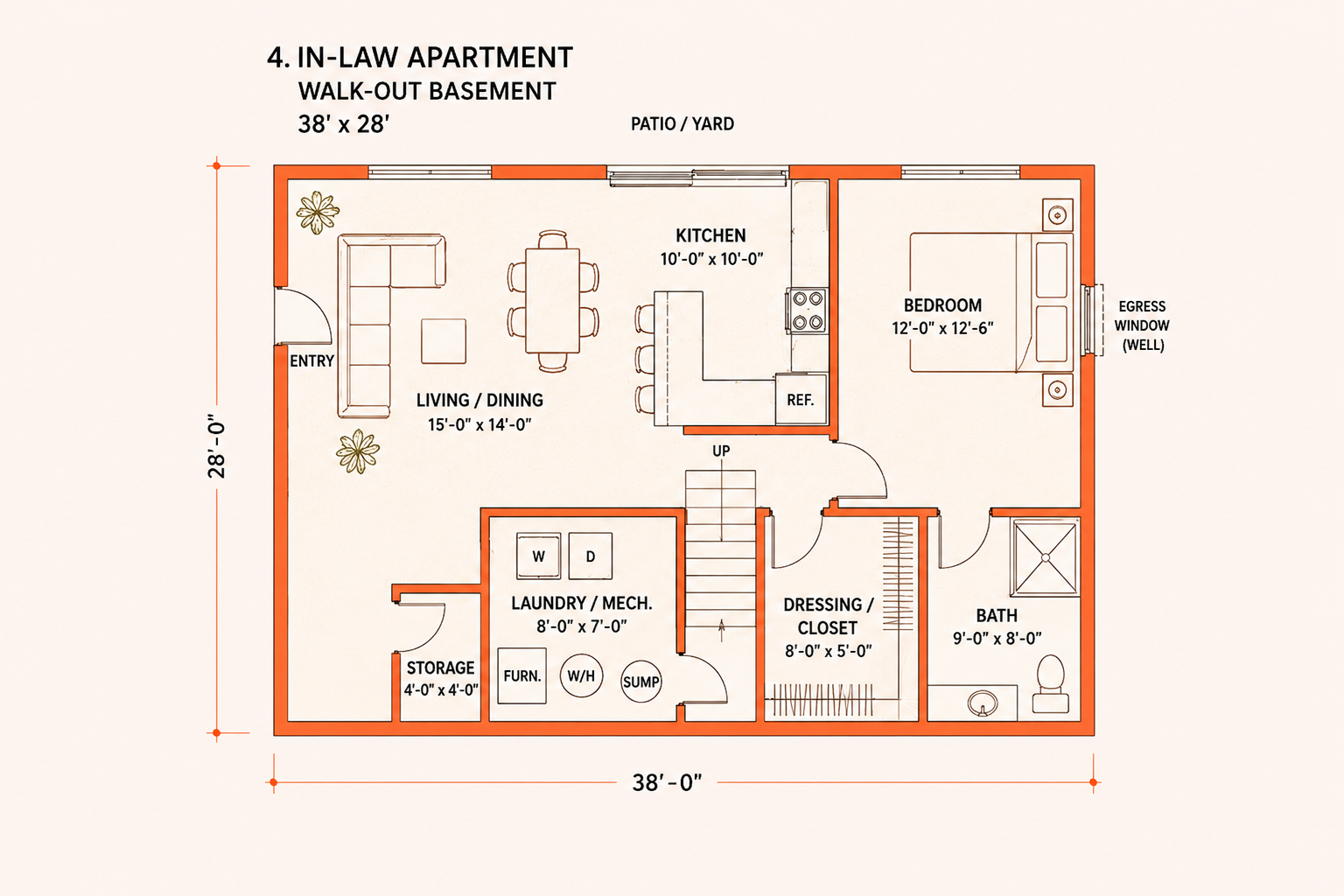 Basement Walk-Out Floor Plan In-Law Apartment