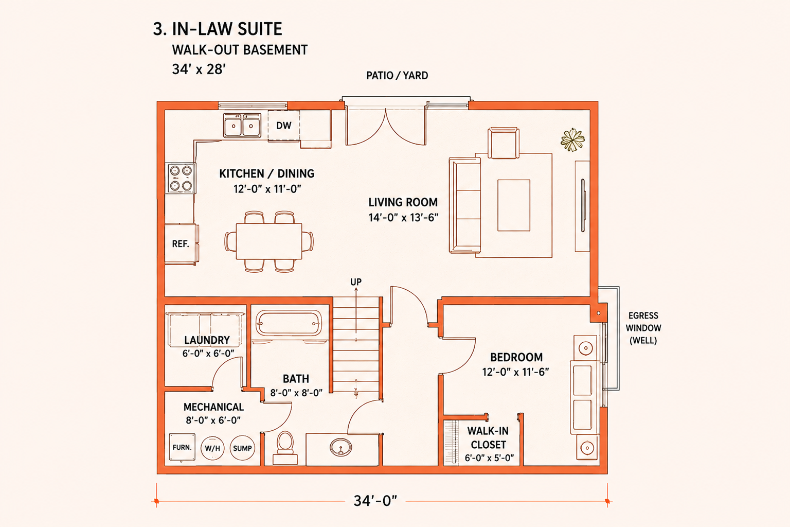 Basement Walk-Out Floor Plan In-Law Suite