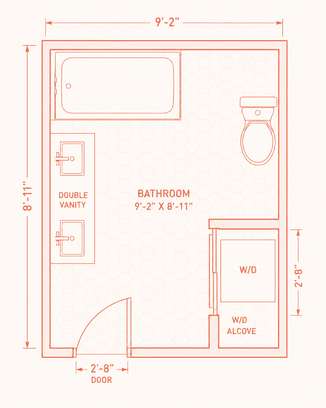Full bathroom with a laundry alcove floor plan
