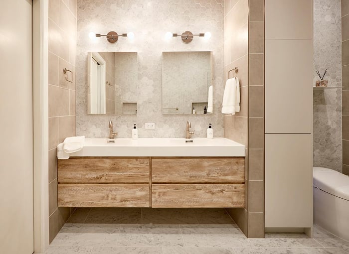 Bathroom Double Mirror and Large Vanity