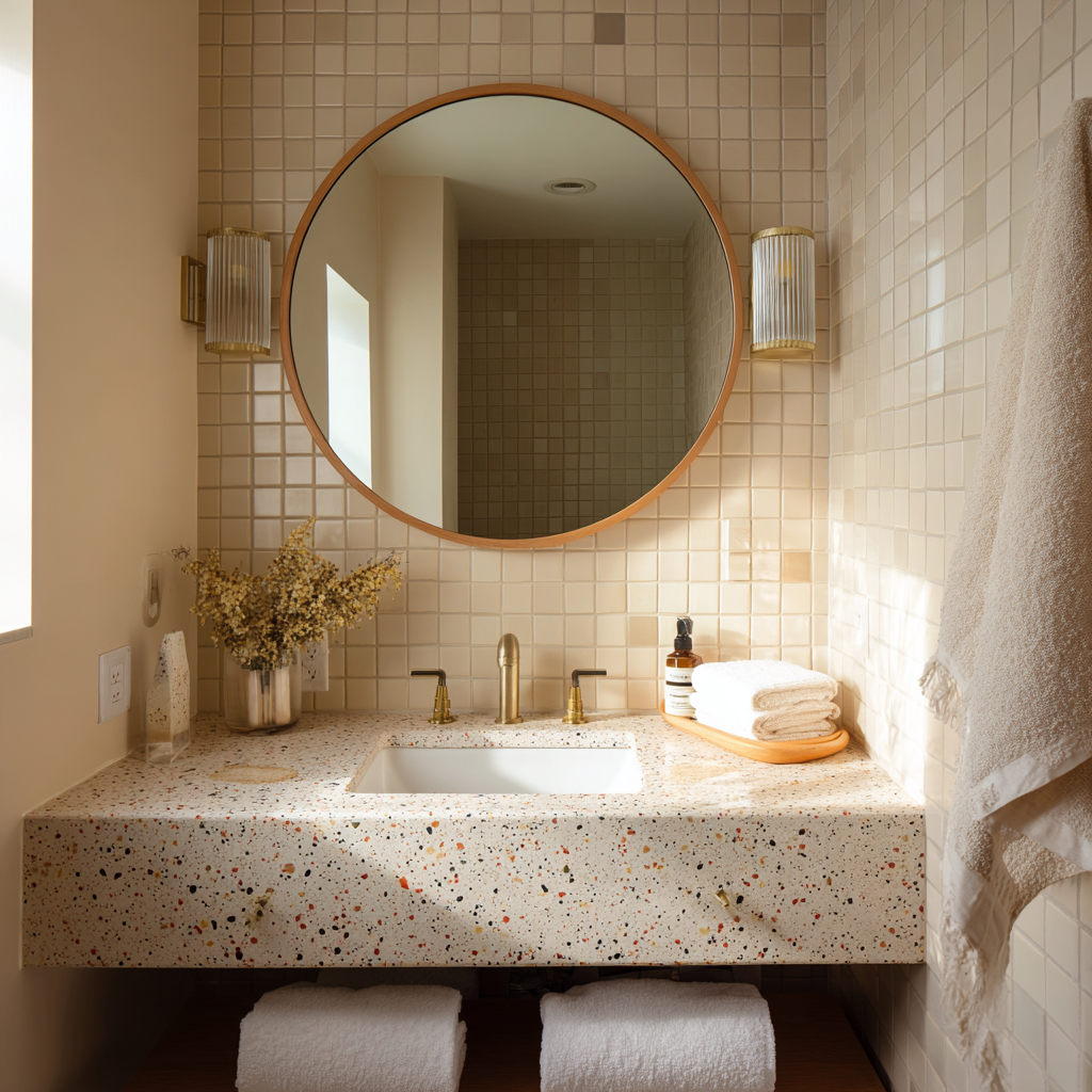 Bathroom Mirror Square Tile Walls Tight