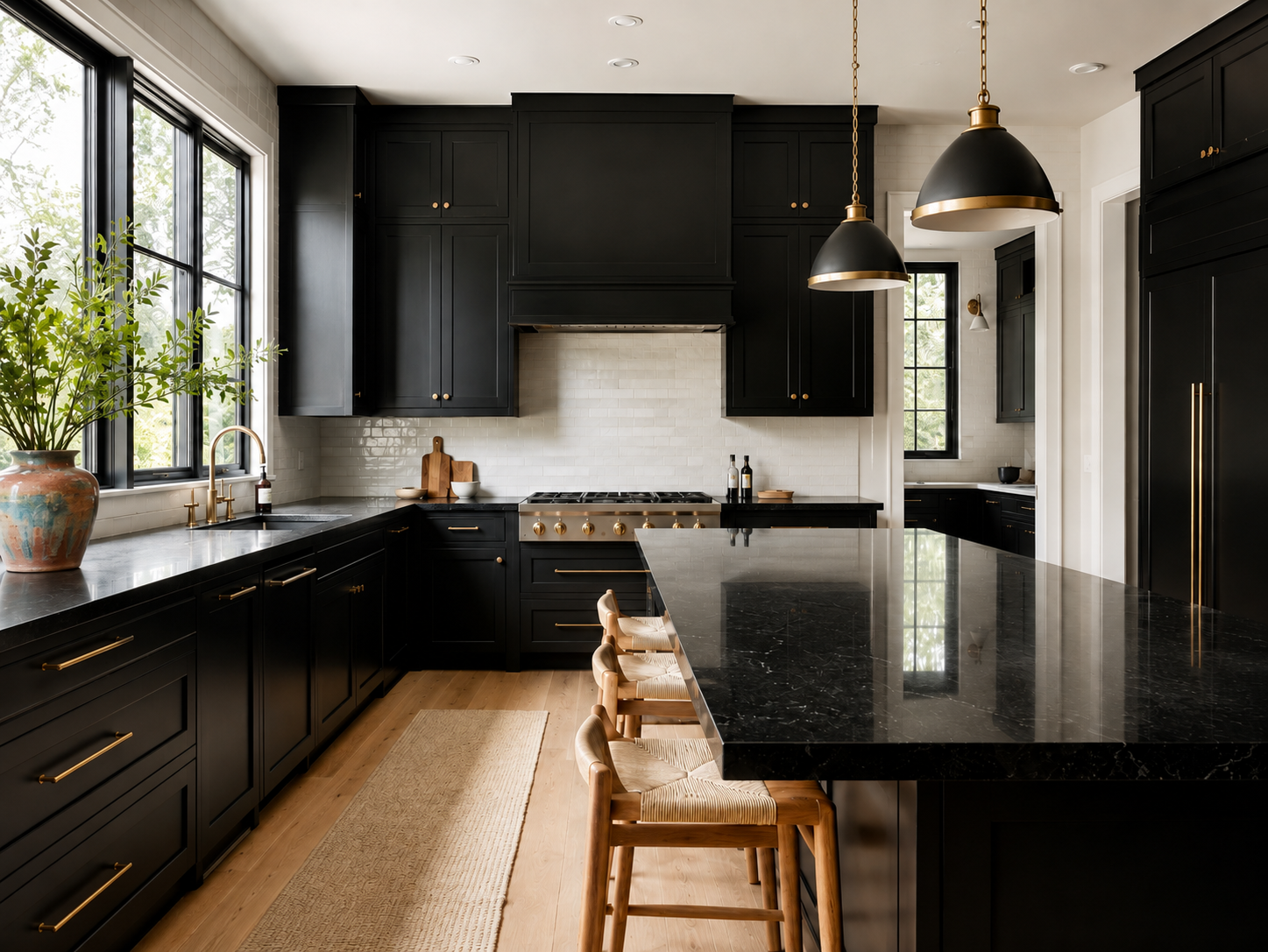 Black Granite Countertops & Black Cabinets