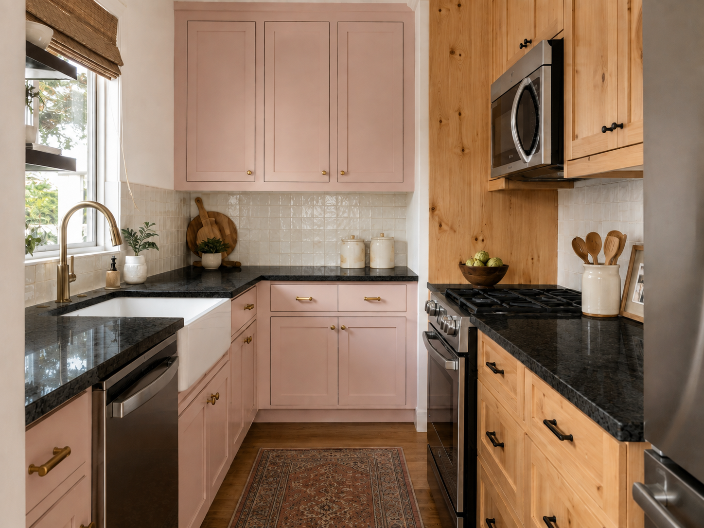 Black Granite Countertops Two-Tone Cabinets