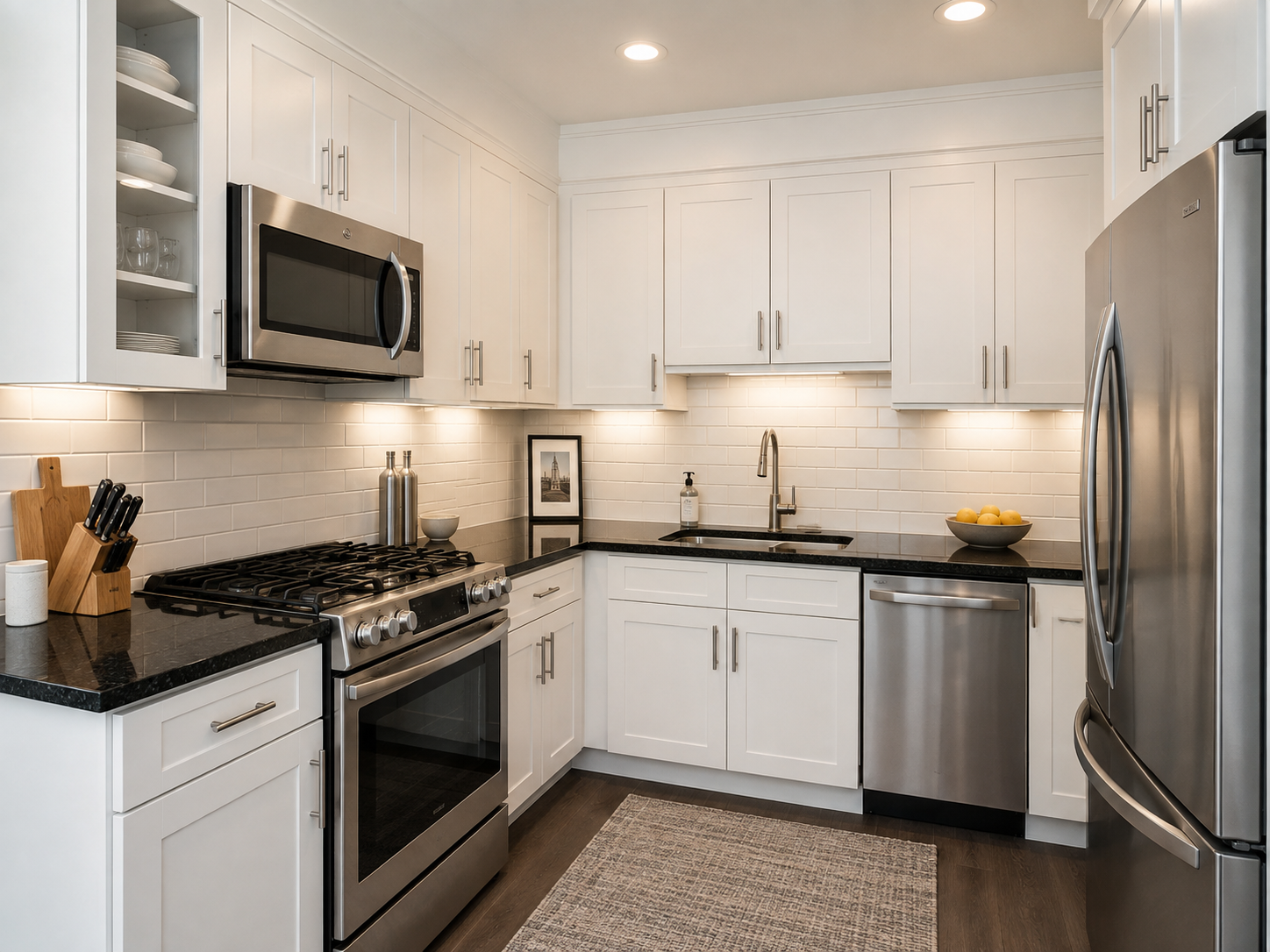 Black Granite Countertops White Cabinets Classic