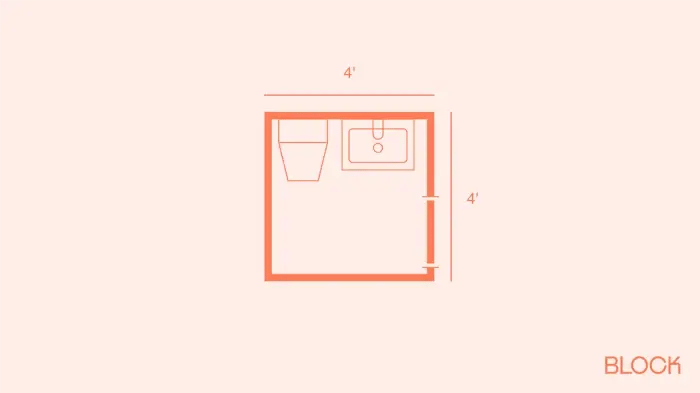 4X4 powder room with toilet and sink
