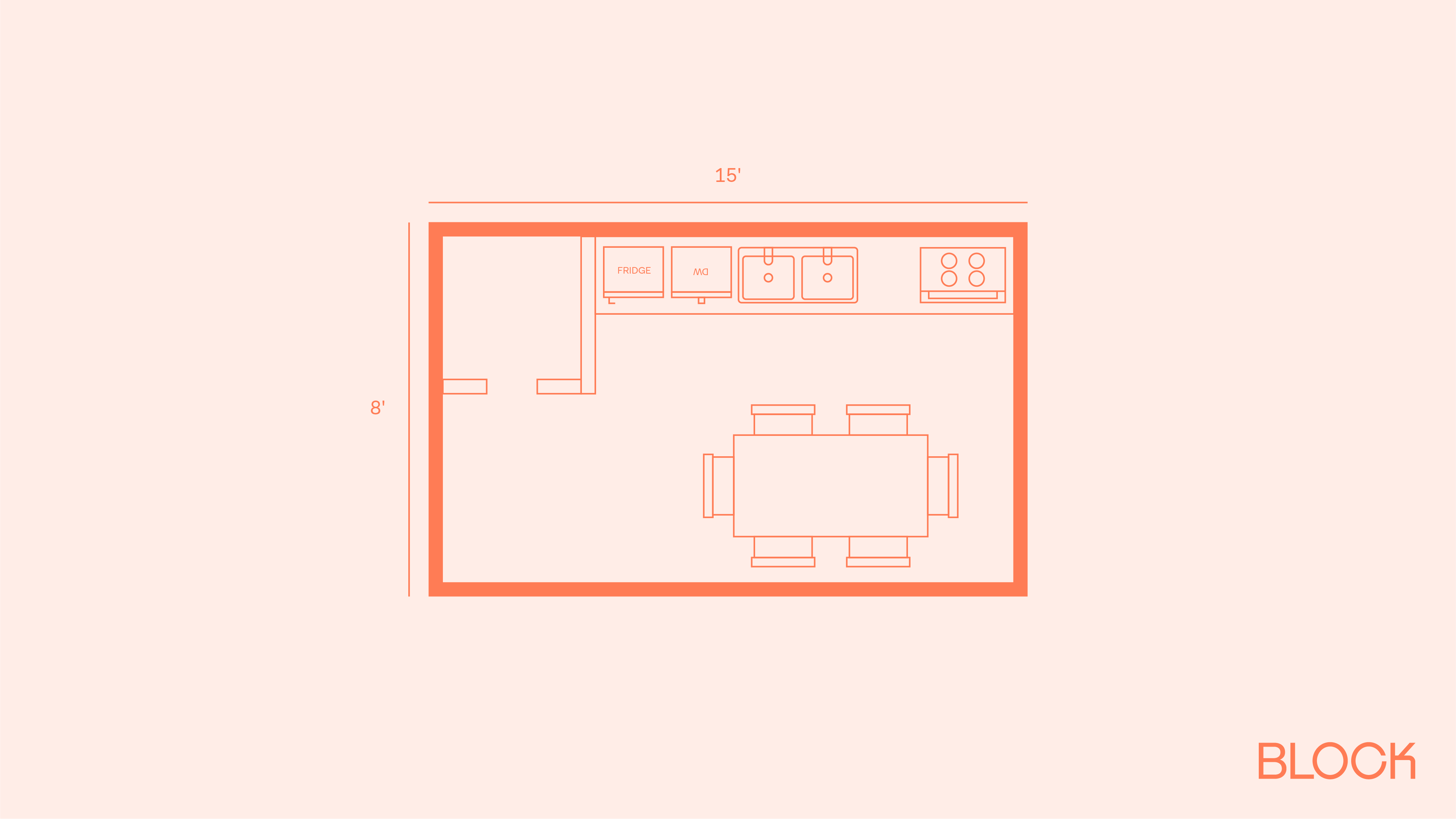Block kitchen plan 15x8 layout idea