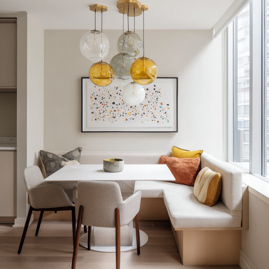 Breakfast Nook With Bespoke Lighting
