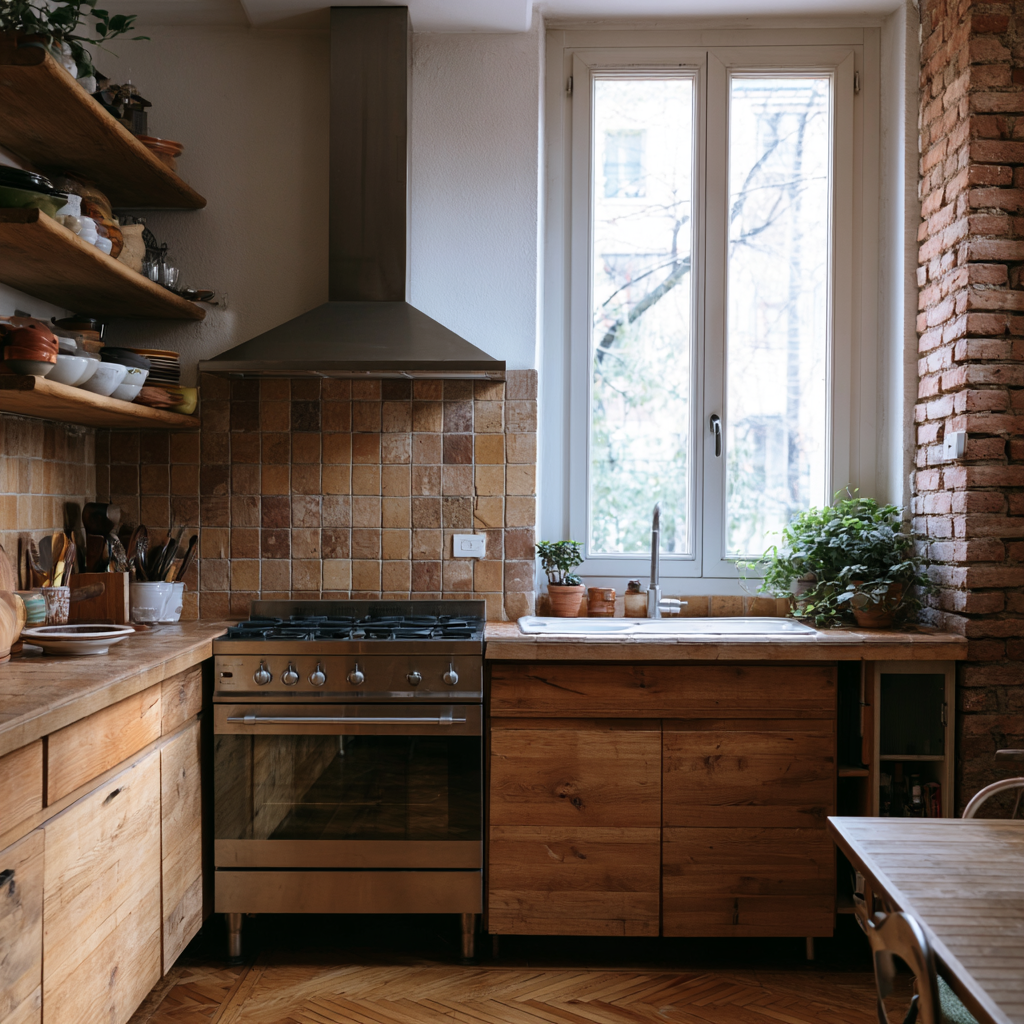 Brick and Tile Rustic Backsplash