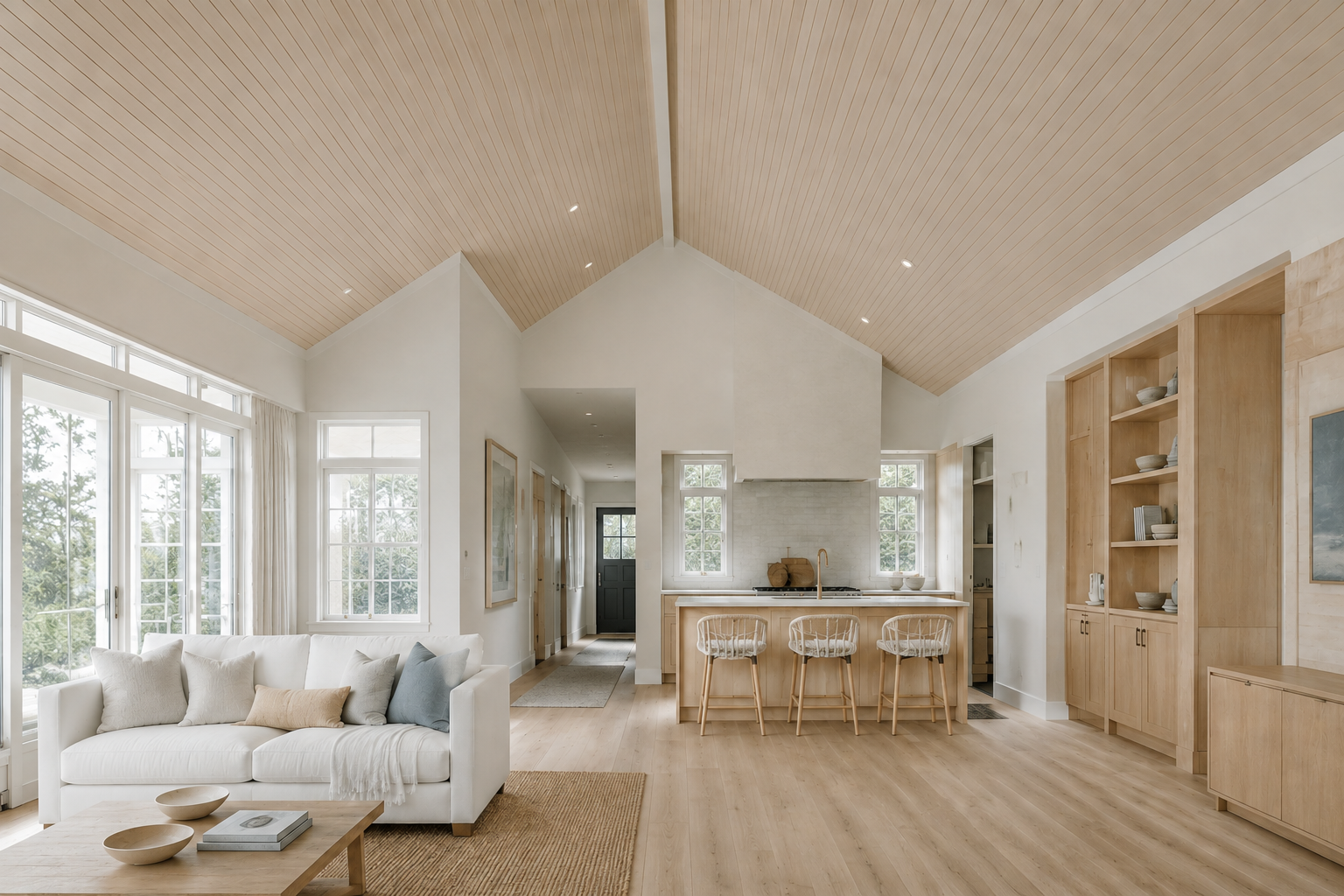 Coastal Decor With Cathedral Ceiling