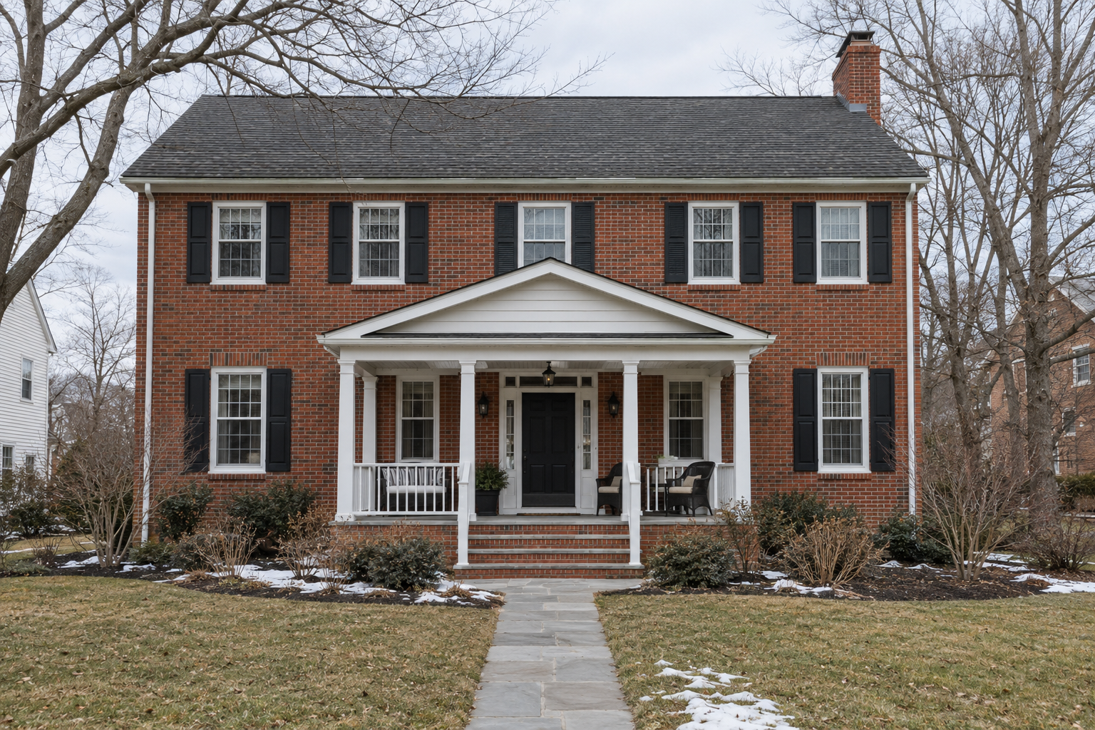 Colonial Style Home Porch
