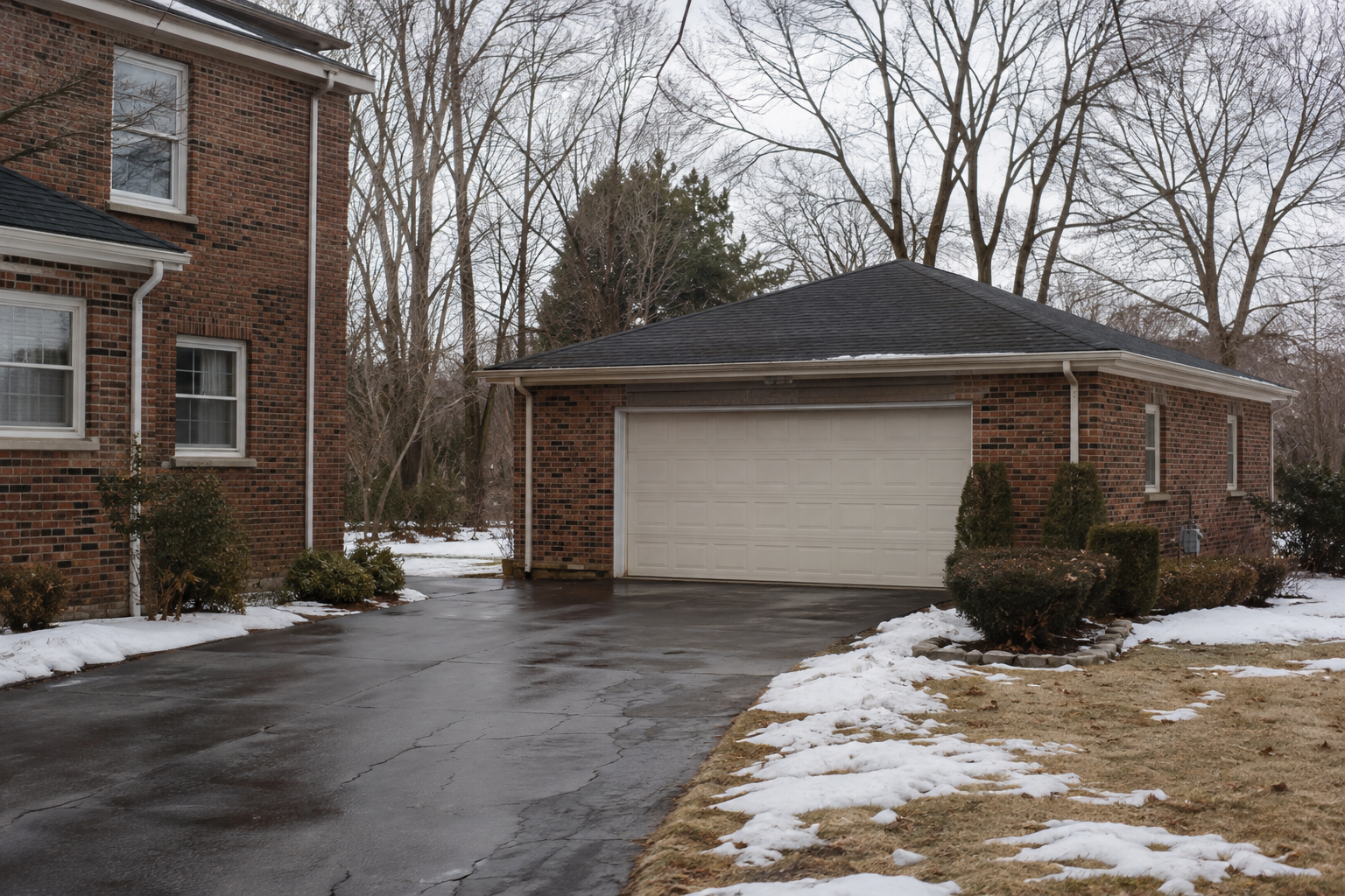 Detached Garage That Matches Homes Brick
