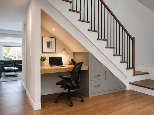 Desk office under stairs