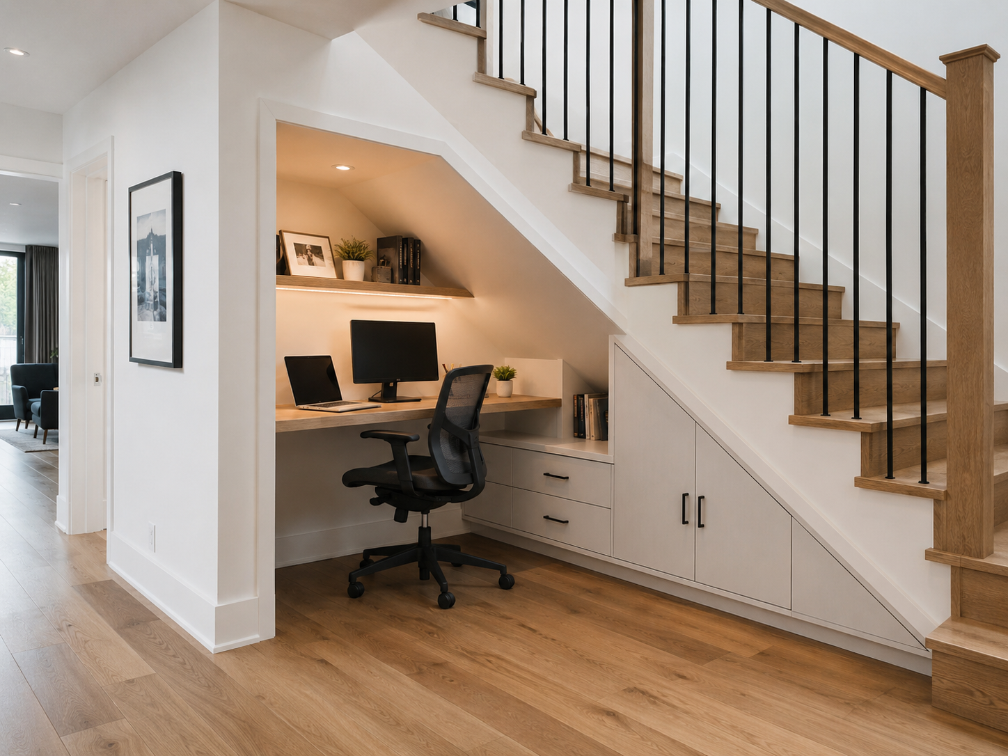 Finished Under Stairs Desk Area