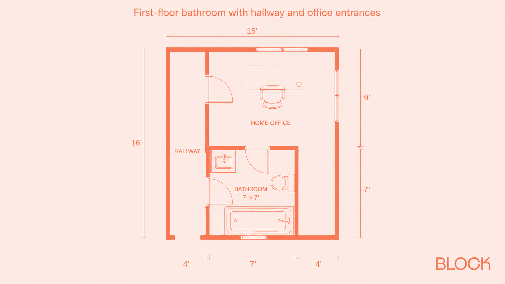 First Floor Two Door Bathroom Layout