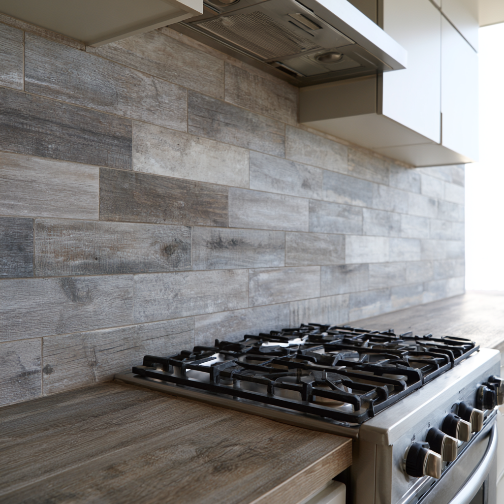 Gray Wood Rustic Backsplash