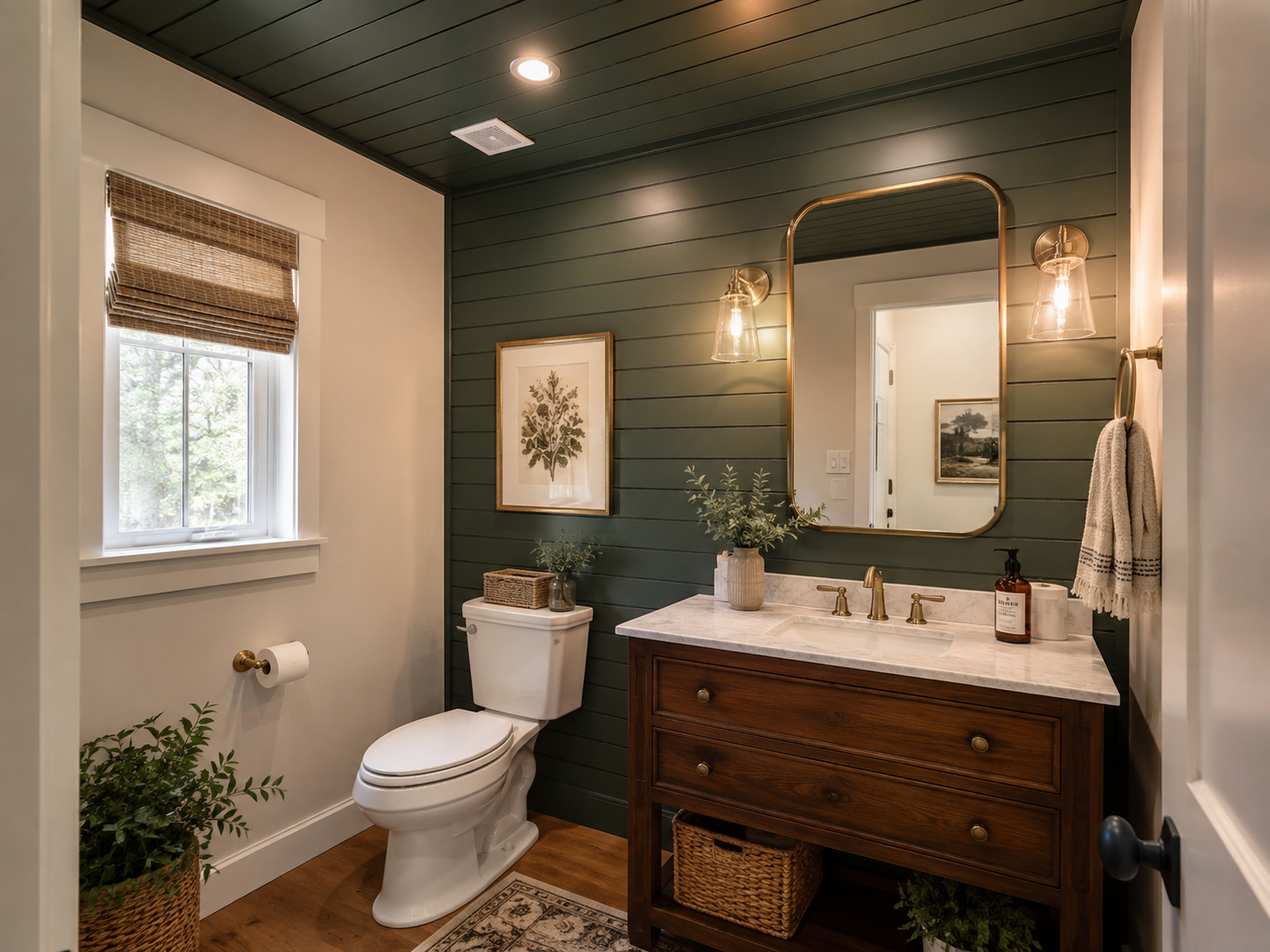 Green Shiplap Accent Wall Ceiling