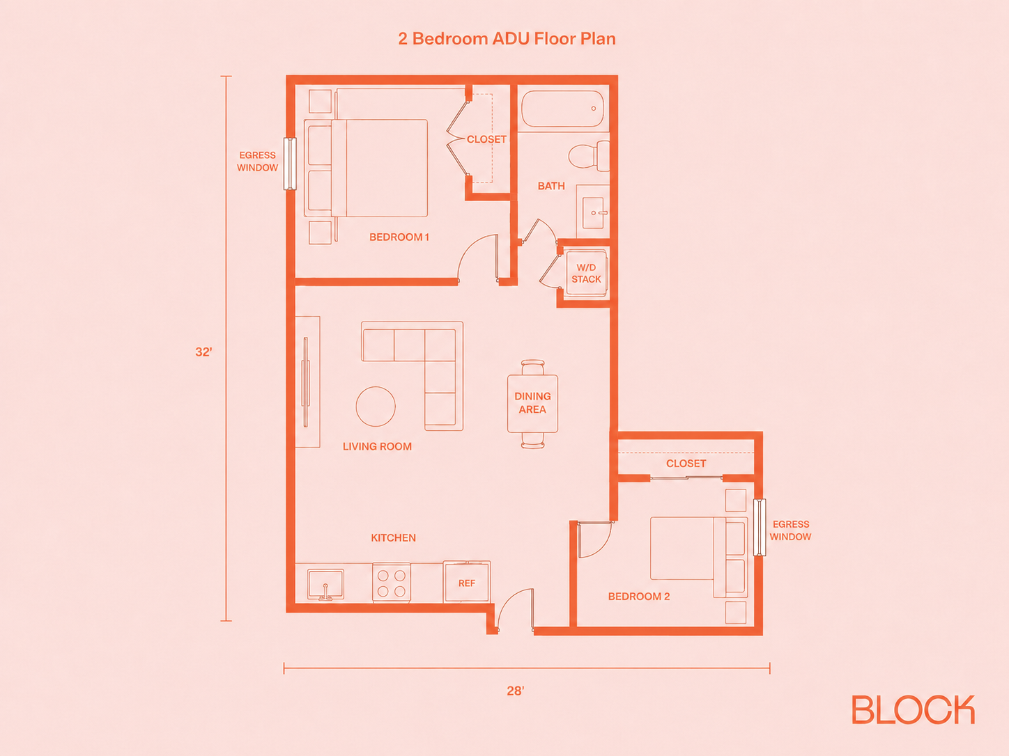L-Shaped ADU floor plan