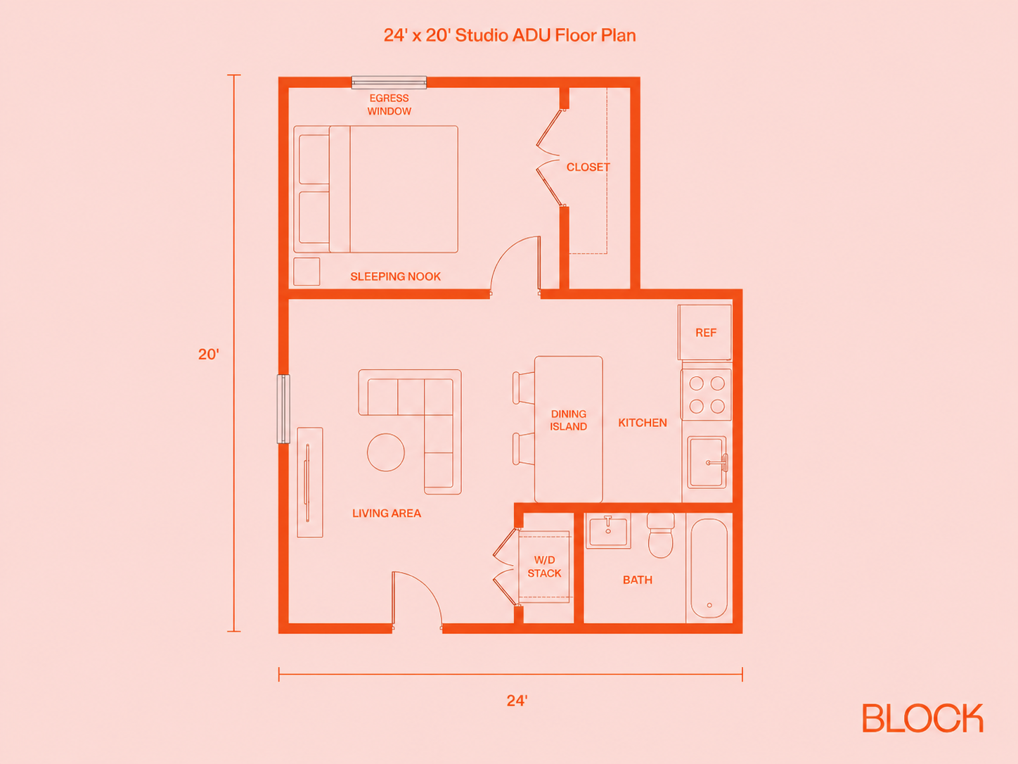 L-Shaped ADU floor plan