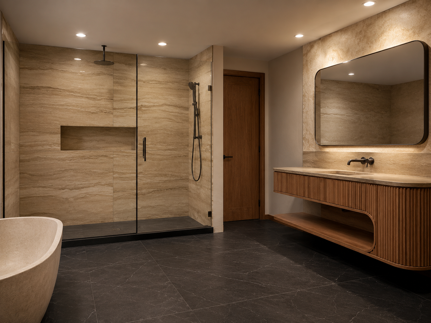 Large shower and bathroom laminated panels
