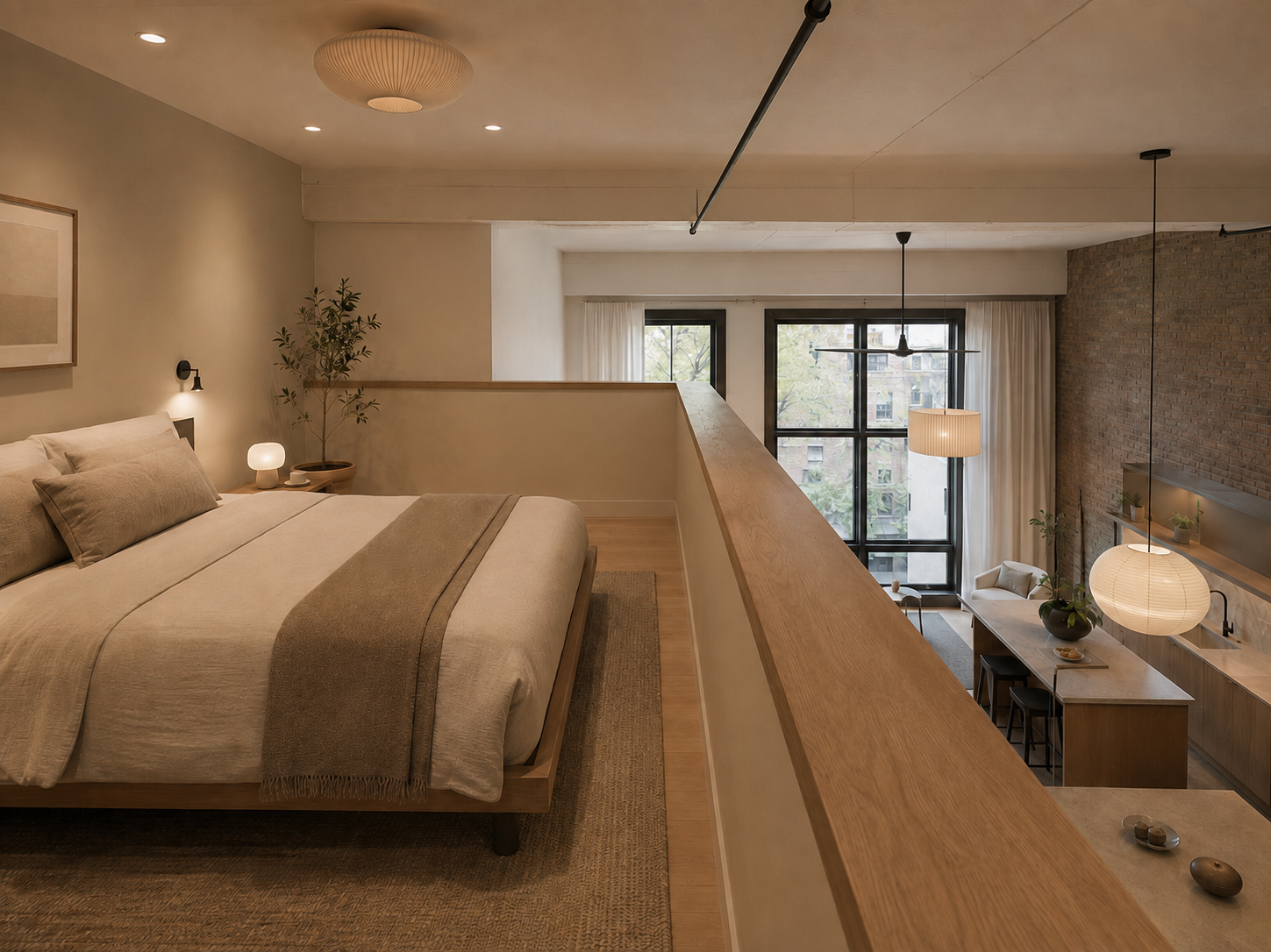 Loft Bedroom Opaque Half Wall