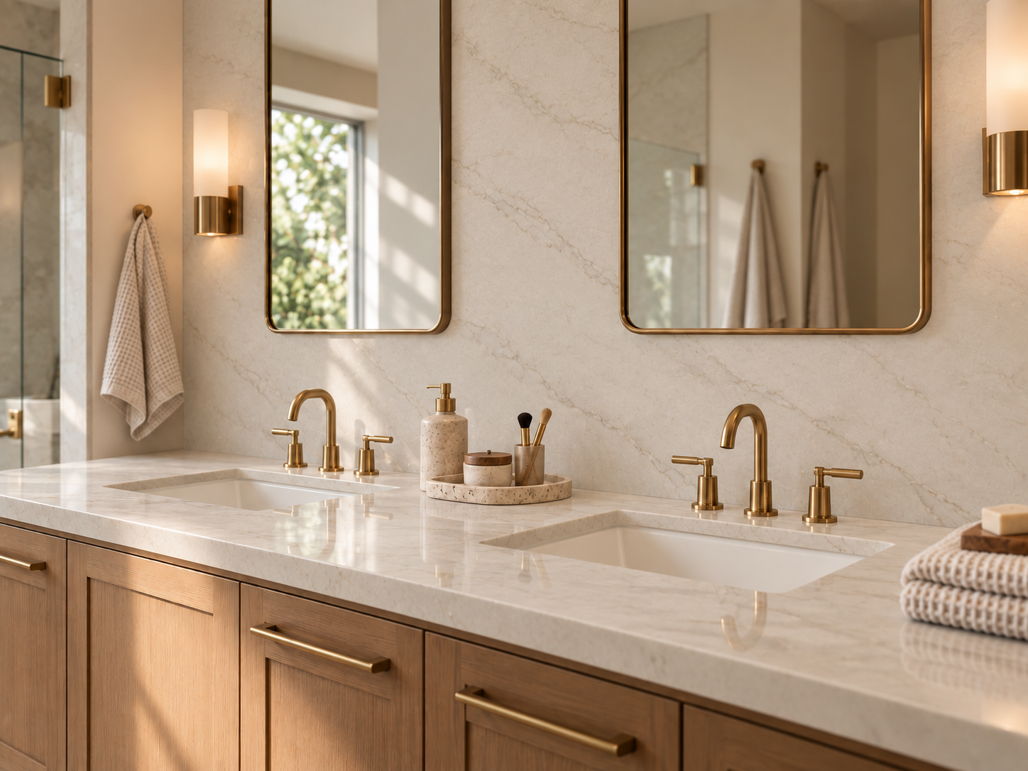 Matching Countertop and Wall in Bathroom