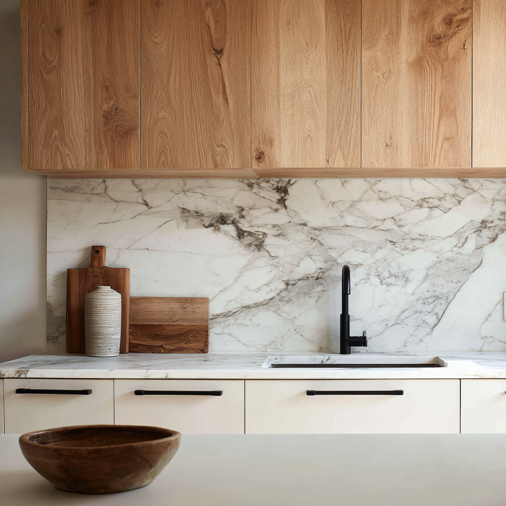 Natural Materials - Windowless Kitchen