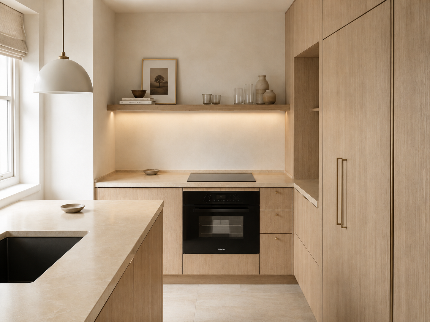 Oak Cabinets Beige Countertops