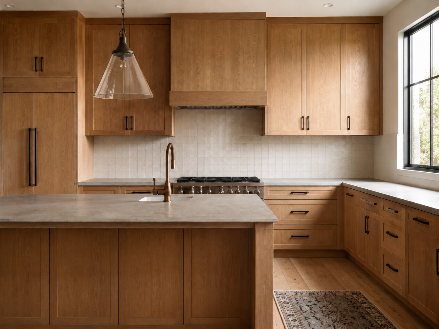 Oak Cabinets Greige Countertops