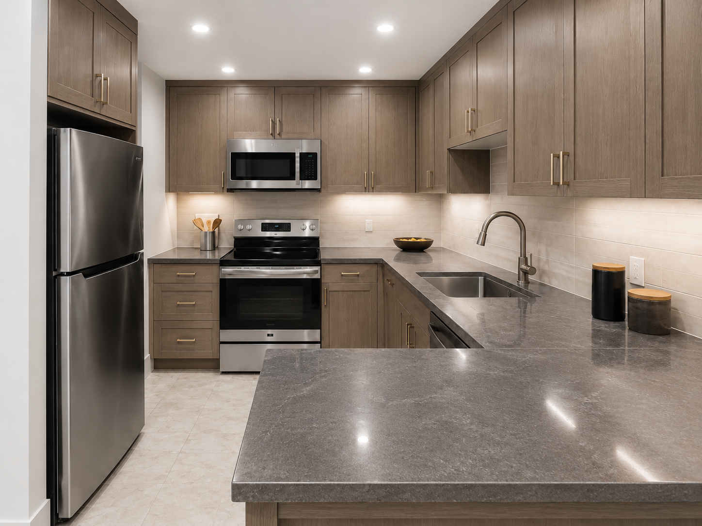 Oak Cabinets Pewter Countertops