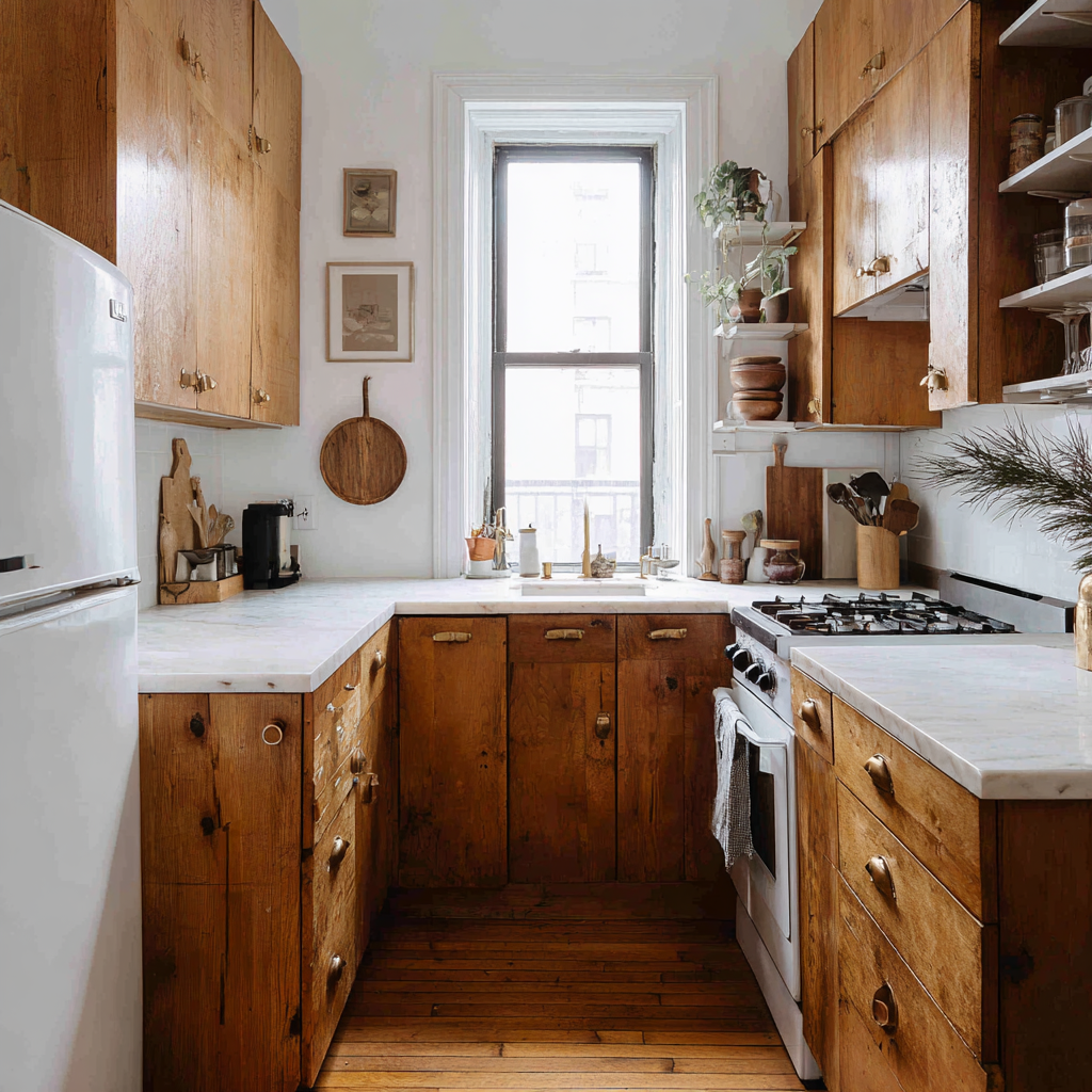 Pine Cabinets U-Shaped Kitchen