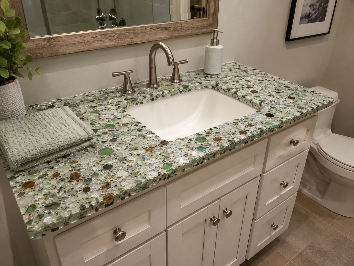 Recycled Glass Countertop - Bathroom