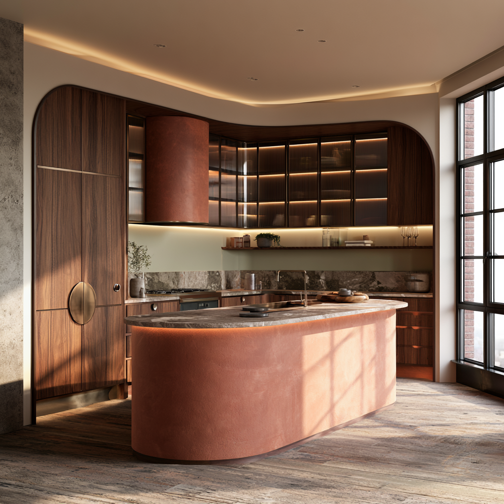 Retro Futurism Interior Design - Kitchen - Warm Wood