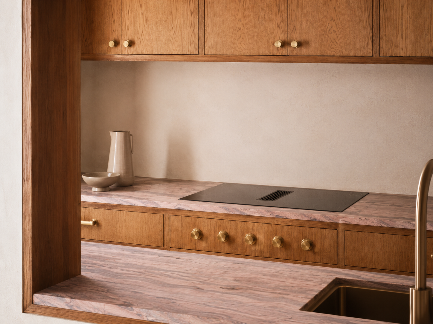 Rose Countertops With Oak Cabinets