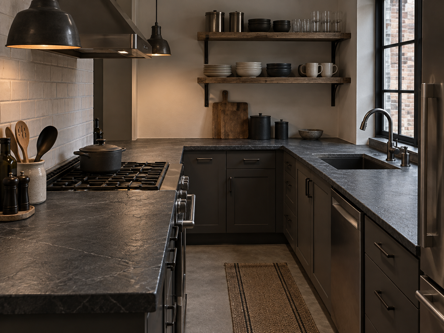Slate Countertops Small Apartment