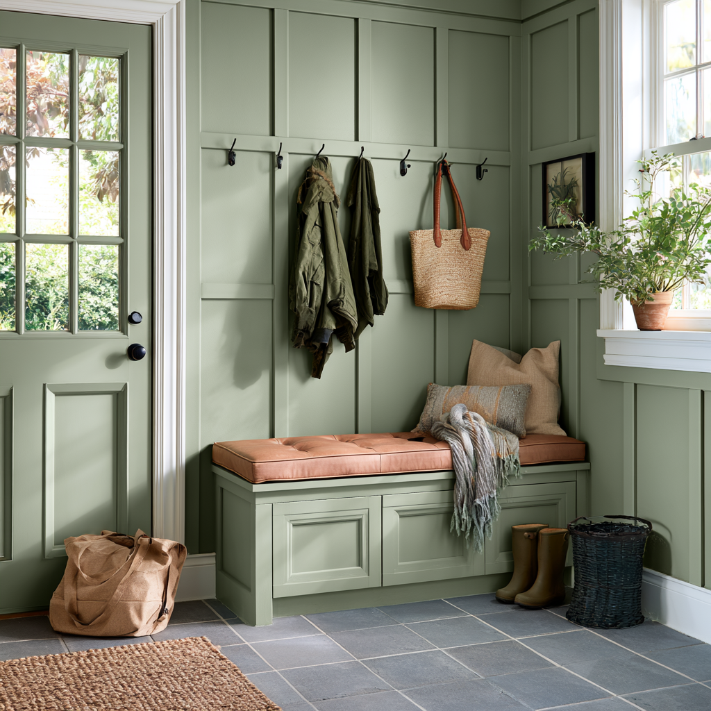 Small Mud Room Modest Home - Board and batten standing up to wear in a mudroom.