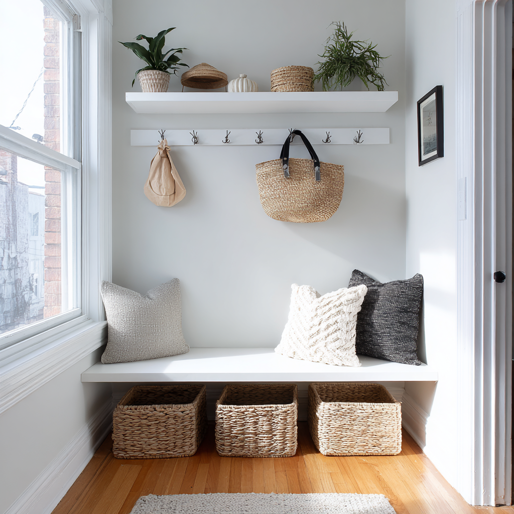 Small well-lit mudroom nook