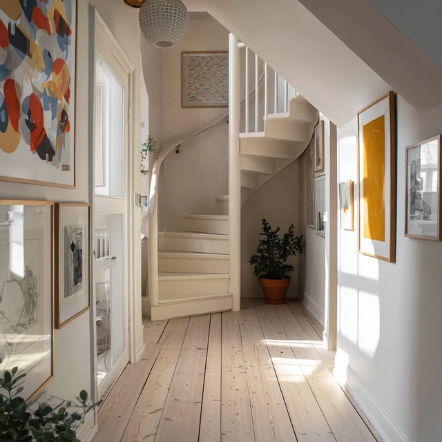 Spiral Staircase to Attic All White